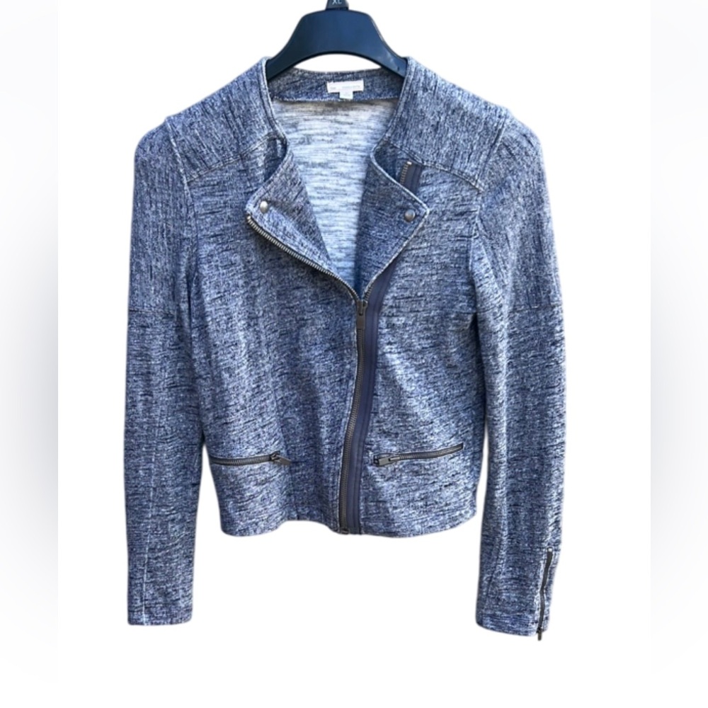 GAP Moto Jacket 100% Cotton Versatile Grayish Blue Zippers and Snaps